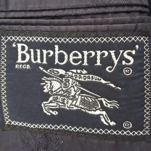 Vintage BURBERRYS‎ Super 100's Wool Blazer Suit Jacket Sport Coat Navy Blue 40L